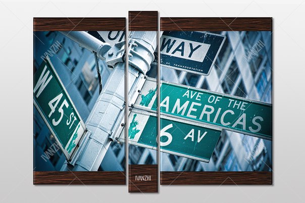 Модульная картина "Дорожный знак в Нью-Йорке"