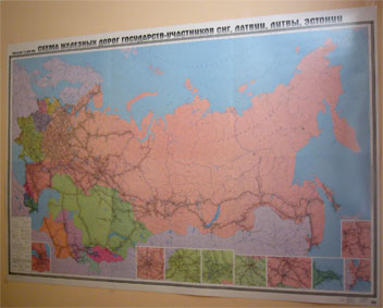 Карта железных дорог России государств участников СНГ, Латвии, Литвы, Эстонии. 